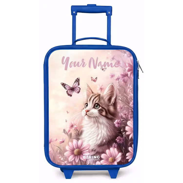 Kitten - Vlinders - Paars - Bloemen Kinderkoffer - Blauw klein -zz3dotto
