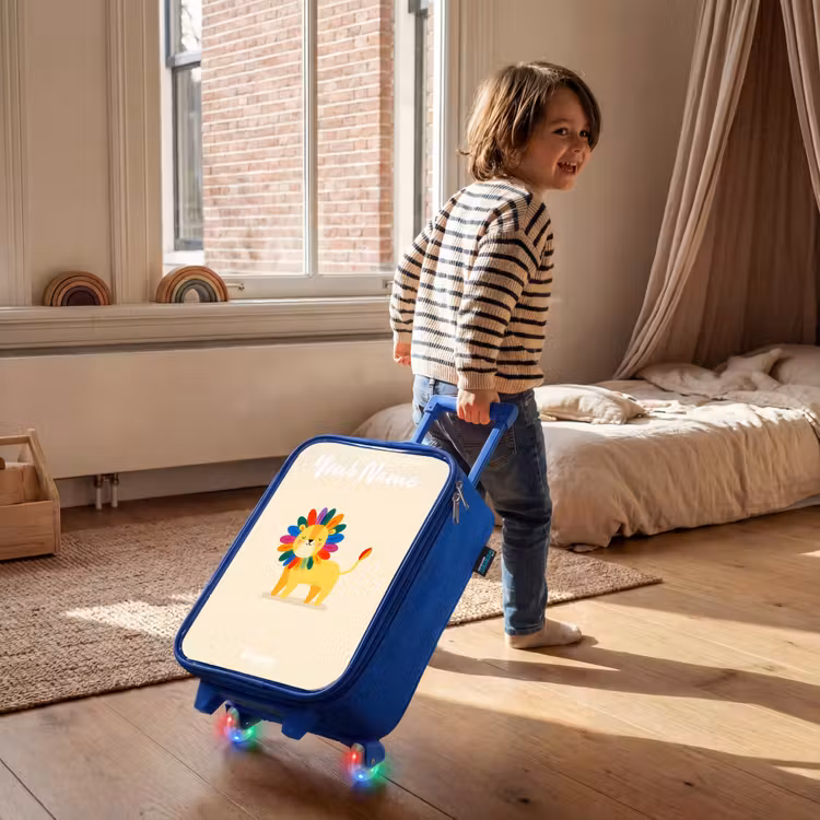 Leeuw - Manen - Kleurrijk Kinderkoffer - Blauw klein -sfeer1