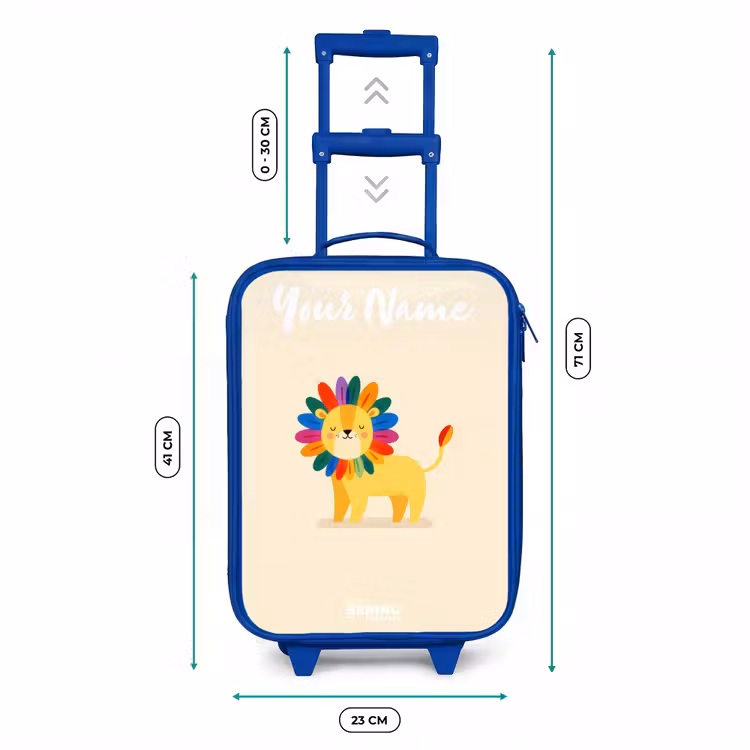 Leeuw - Manen - Kleurrijk Kinderkoffer - Blauw klein -productfoto_formaten