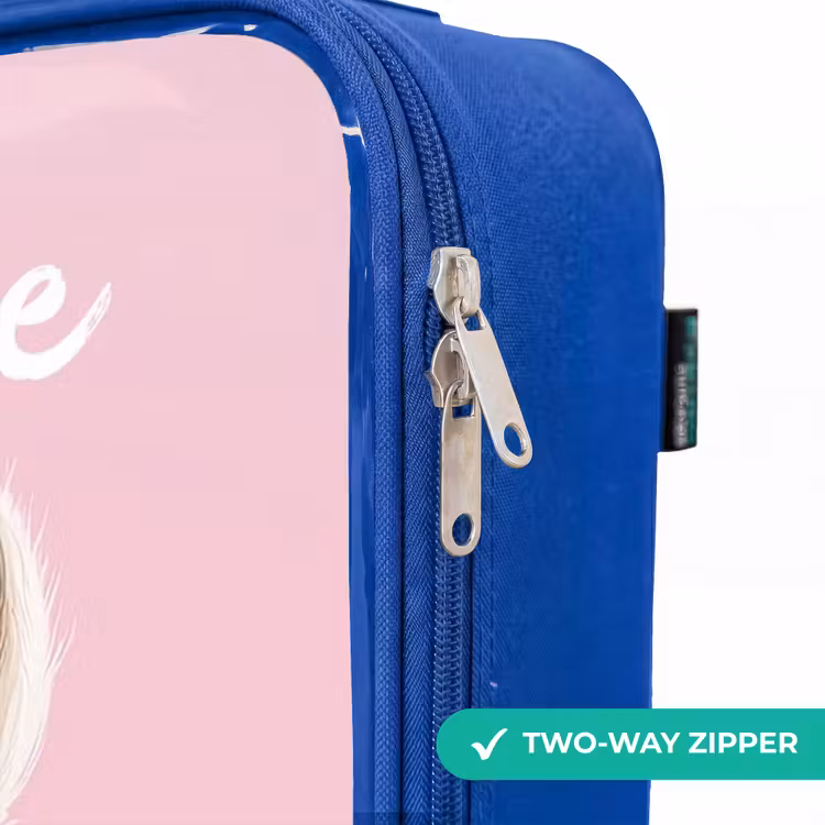 Lama - Wit - Zonnebril - Wimpers Kinderkoffer - Blauw klein -rits_EN