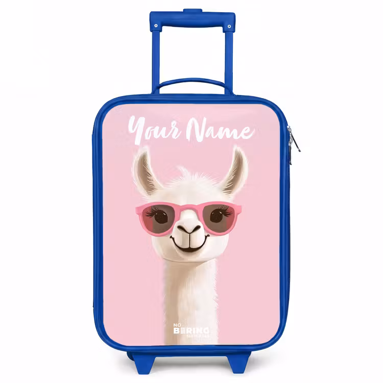Lama - Wit - Zonnebril - Wimpers Kinderkoffer - Blauw klein -3d