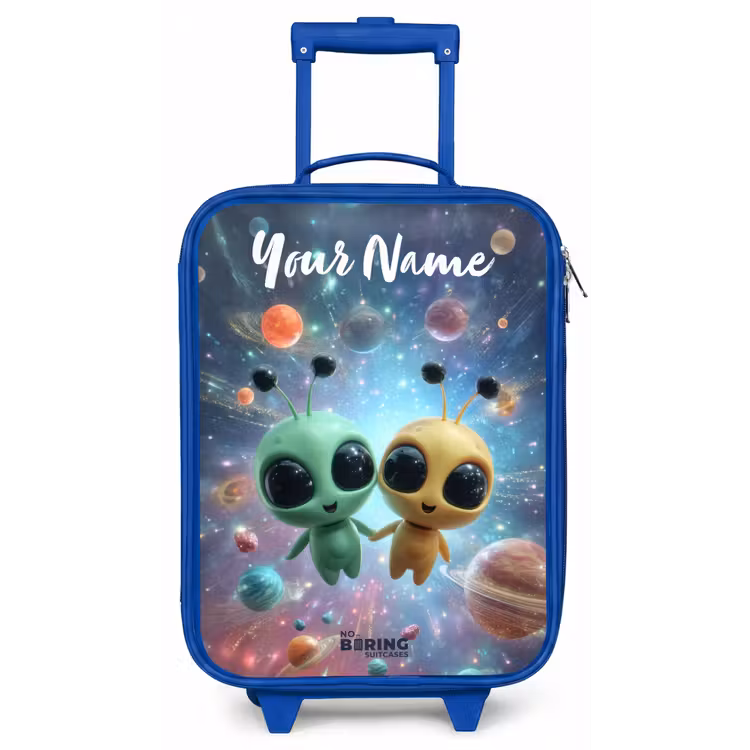 Vrolijke buitenaardse vrienden Kinderkoffer - Blauw klein -zz3dotto
