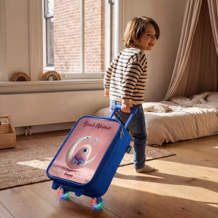 Maanwip met Pluizig Wezentje Kinderkoffer - Blauw klein -sfeer1