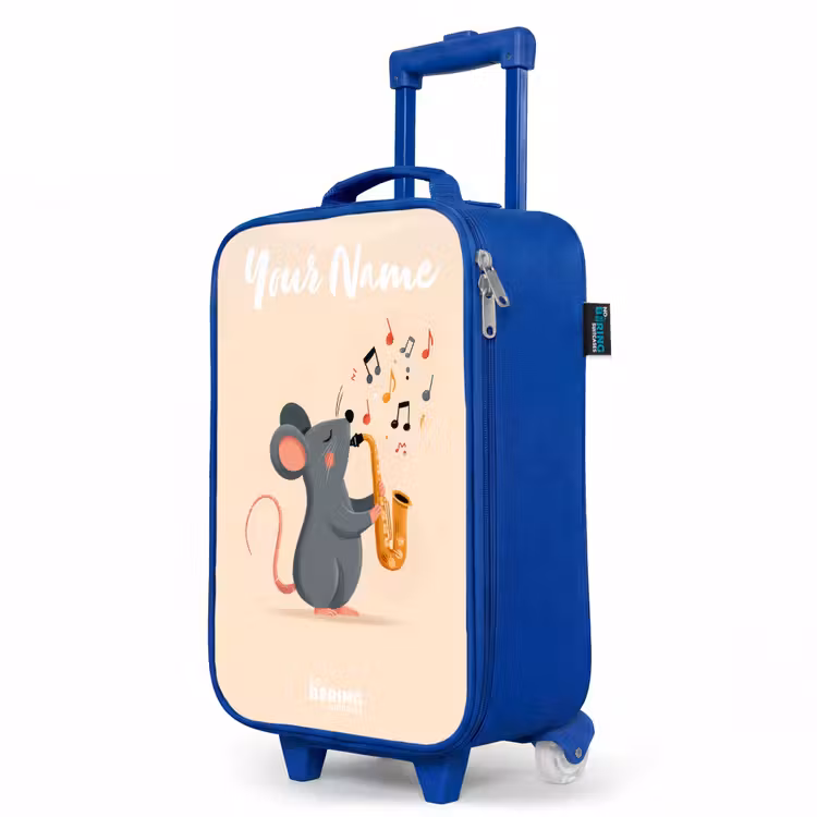 Muis - Saxofoon - Muziek Kinderkoffer - Blauw klein -productfoto_schuin
