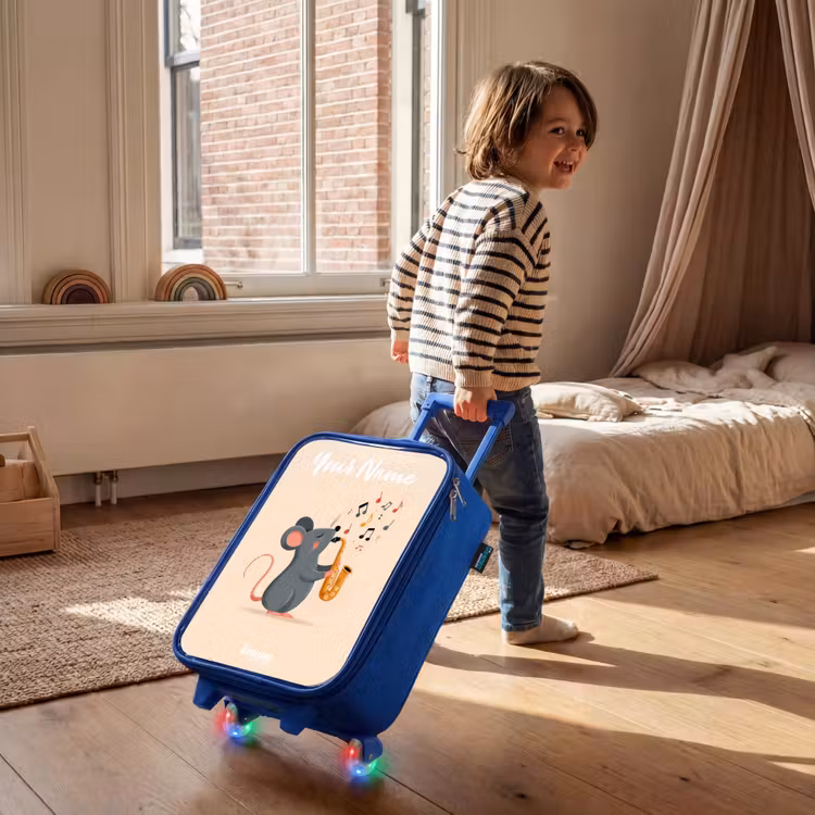 Muis - Saxofoon - Muziek Kinderkoffer - Blauw klein -sfeer1