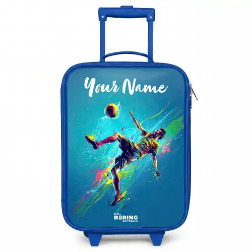 Neon - Voetbal - Schop - Kleurrijk Kinderkoffer - Blauw klein -3d