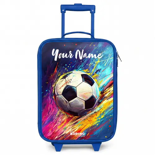 Neon - Voetbal - Kleurrijk Kinderkoffer - Blauw klein -3d