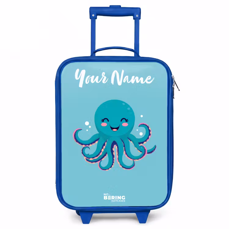 Octopus - Water - Blauw Kinderkoffer - Blauw klein -3d