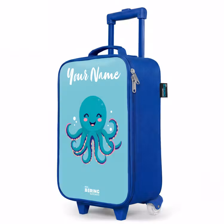 Octopus - Water - Blauw Kinderkoffer - Blauw klein -productfoto_schuin