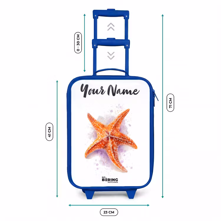 Oranje Zeester Illustratie Kinderkoffer - Blauw klein -productfoto_formaten