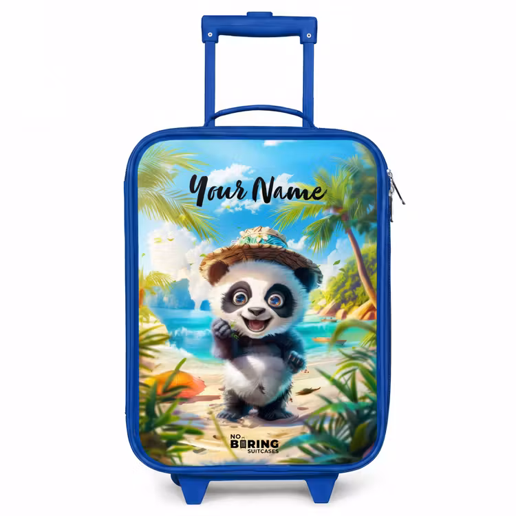 Pablo panda Kinderkoffer - Blauw klein -3d