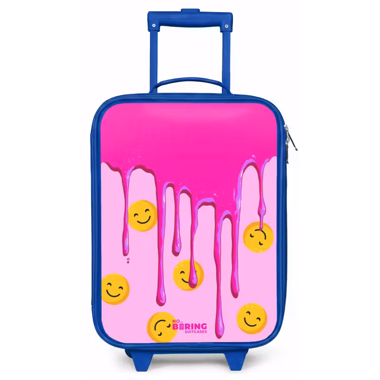 Verf - Smiley - Roze Kinderkoffer - Blauw klein -zz3dotto