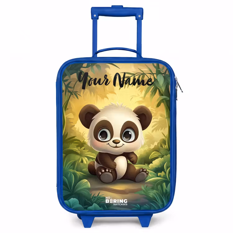 Panda - Bamboebos - Groen Kinderkoffer - Blauw klein -3d
