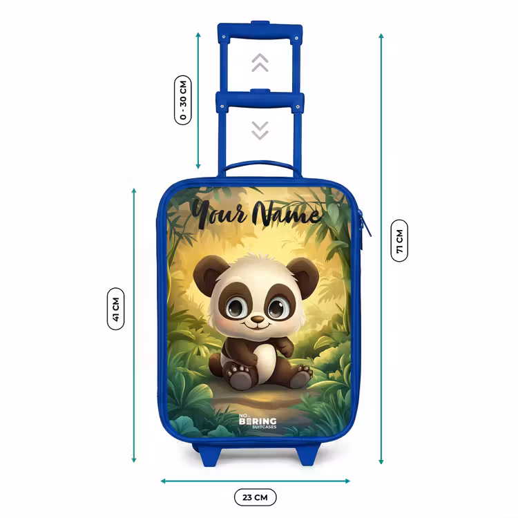 Panda - Bamboebos - Groen Kinderkoffer - Blauw klein -productfoto_formaten