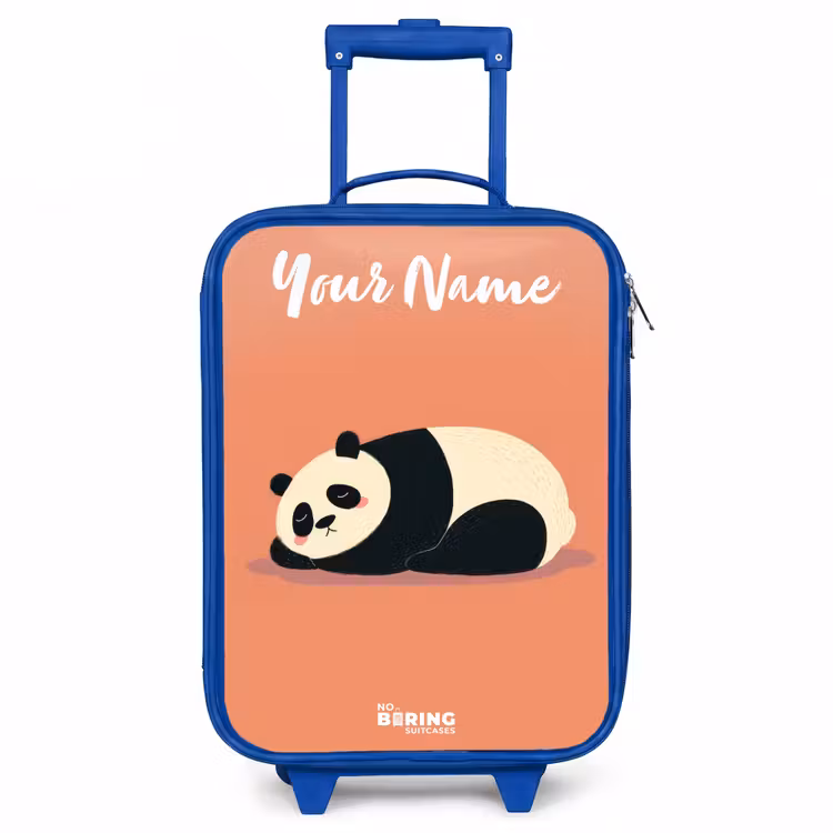 Panda - Slapen - Oranje Kinderkoffer - Blauw klein -3d
