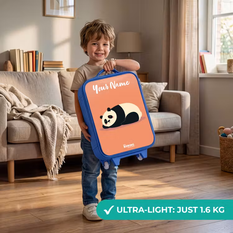 Panda - Slapen - Oranje Kinderkoffer - Blauw klein -sfeer2_EN