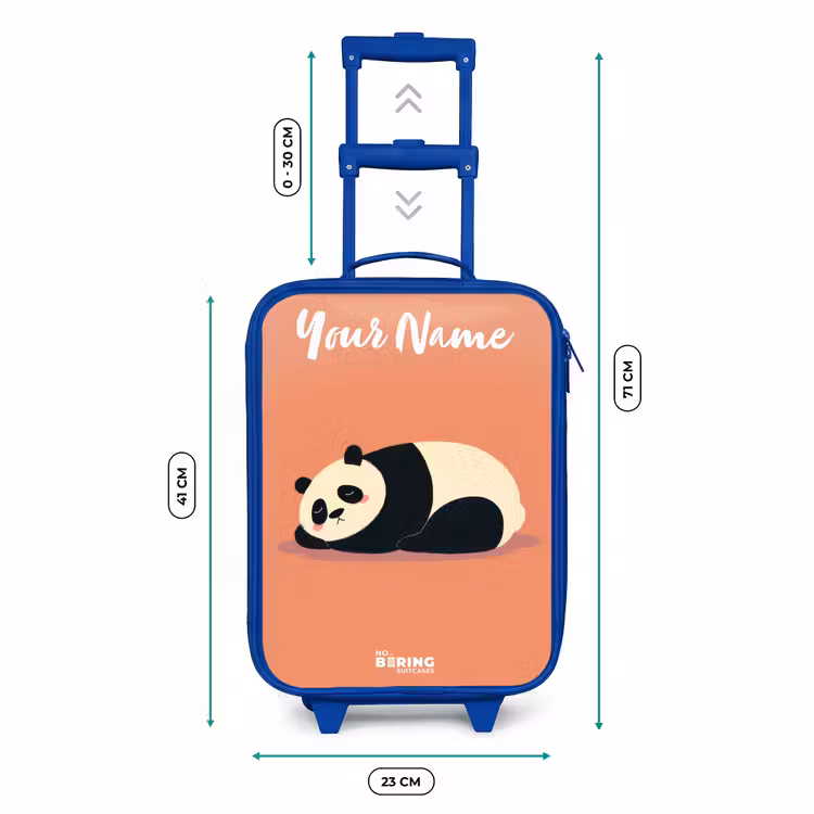 Panda - Slapen - Oranje Kinderkoffer - Blauw klein -productfoto_formaten