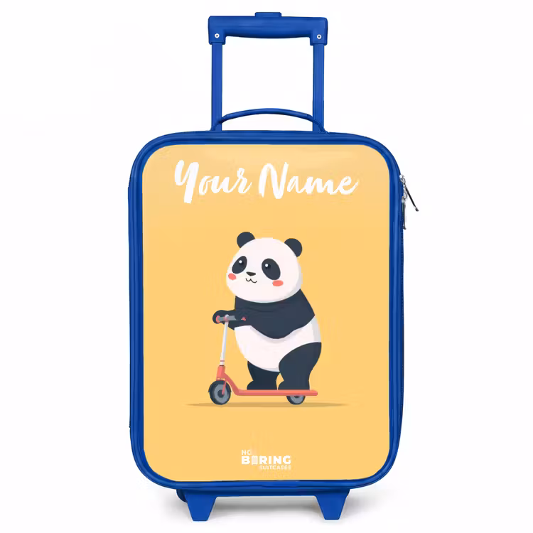 Panda - Step - Geel Kinderkoffer - Blauw klein -3d