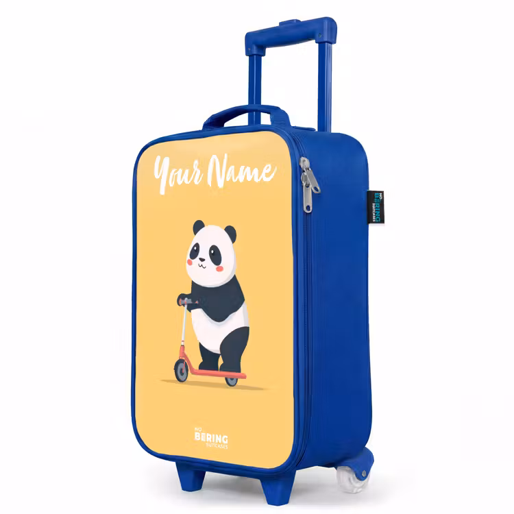 Panda - Step - Geel Kinderkoffer - Blauw klein -productfoto_schuin