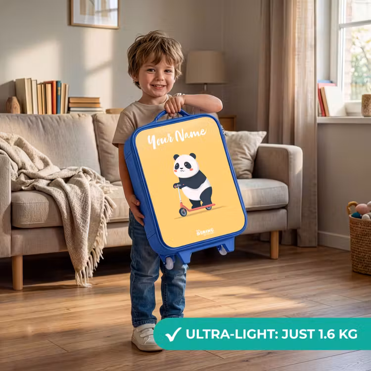 Panda - Step - Geel Kinderkoffer - Blauw klein -sfeer2_EN