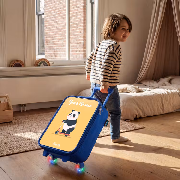 Panda - Step - Geel Kinderkoffer - Blauw klein -sfeer1