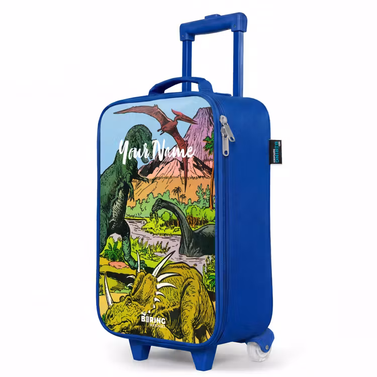 Feest in Dinosaurusland Kinderkoffer - Blauw klein -productfoto_schuin