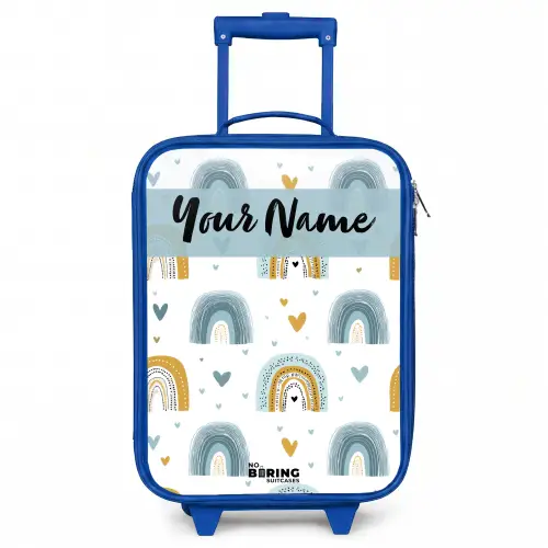 Patroon - Regenboog - Hartjes Kinderkoffer - Blauw klein -3d