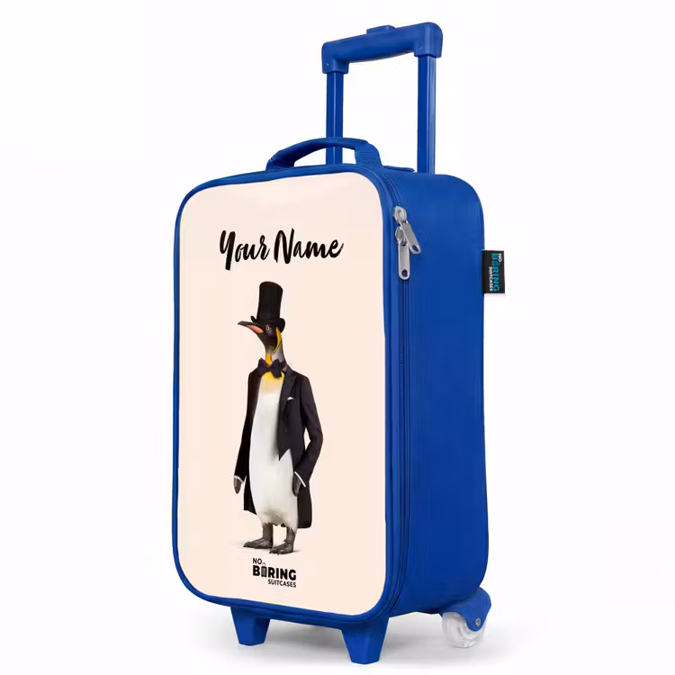 Pinguin in Pak Kinderkoffer - Blauw klein -productfoto_schuin