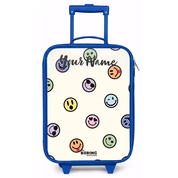Speelse smiley-mix Kinderkoffer - Blauw klein -zz3dotto