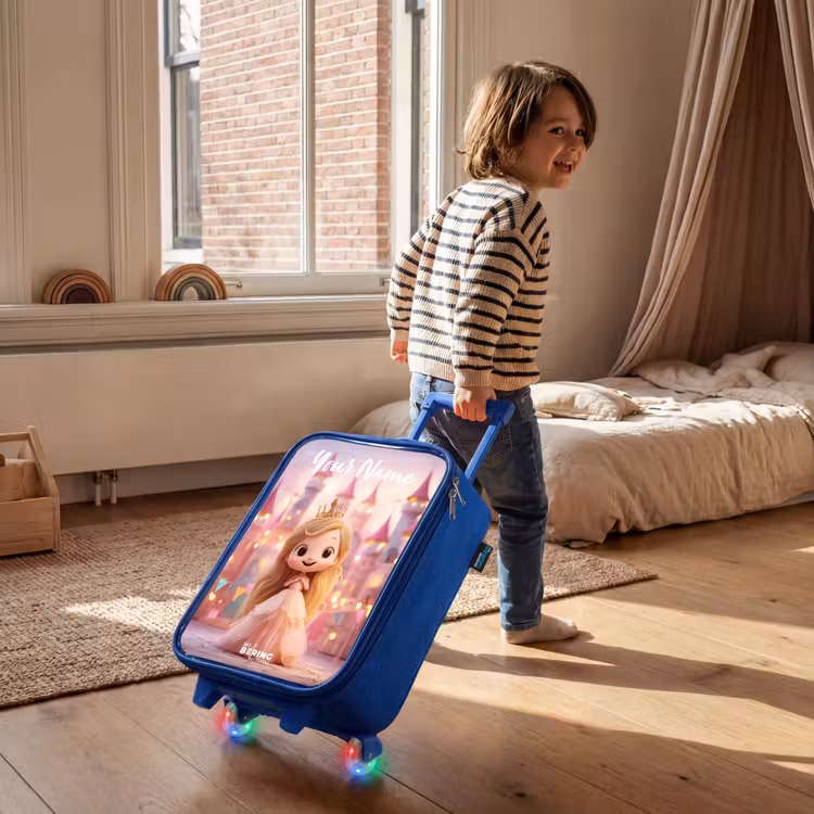 Prinses - Roze - Kasteel Kinderkoffer - Blauw klein -sfeer1