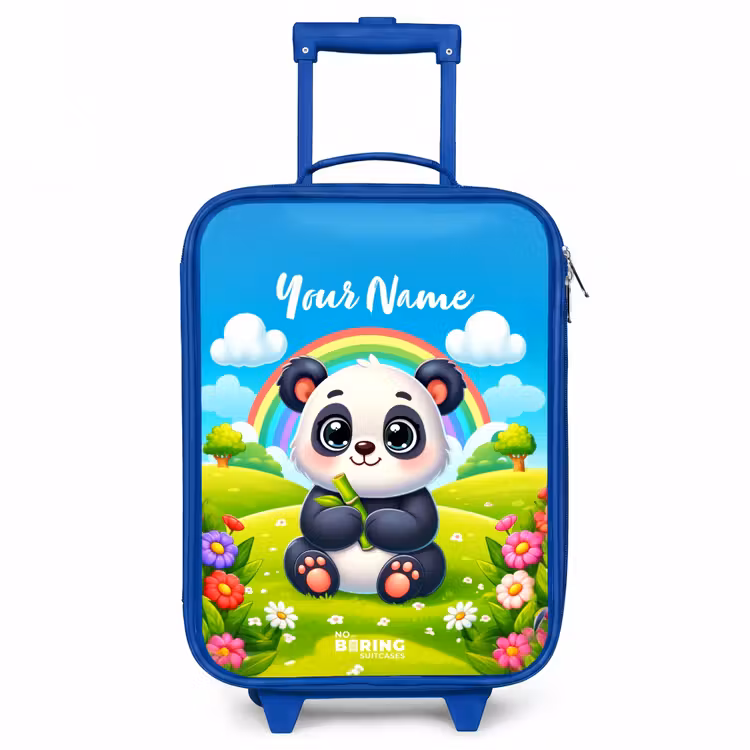 Pukkie Panda Kinderkoffer - Blauw klein -3d