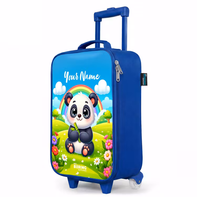 Pukkie Panda Kinderkoffer - Blauw klein -productfoto_schuin