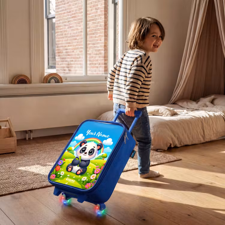 Pukkie Panda Kinderkoffer - Blauw klein -sfeer1