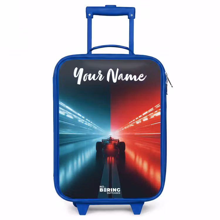 Raceauto - Verlichting - Neon - Rood Kinderkoffer - Blauw klein -3d