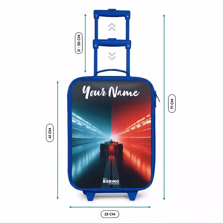 Raceauto - Verlichting - Neon - Rood Kinderkoffer - Blauw klein -productfoto_formaten