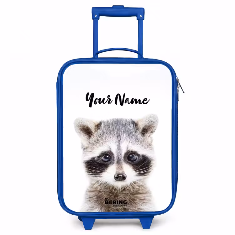 Rachid Racoon Kinderkoffer - Blauw klein -3d