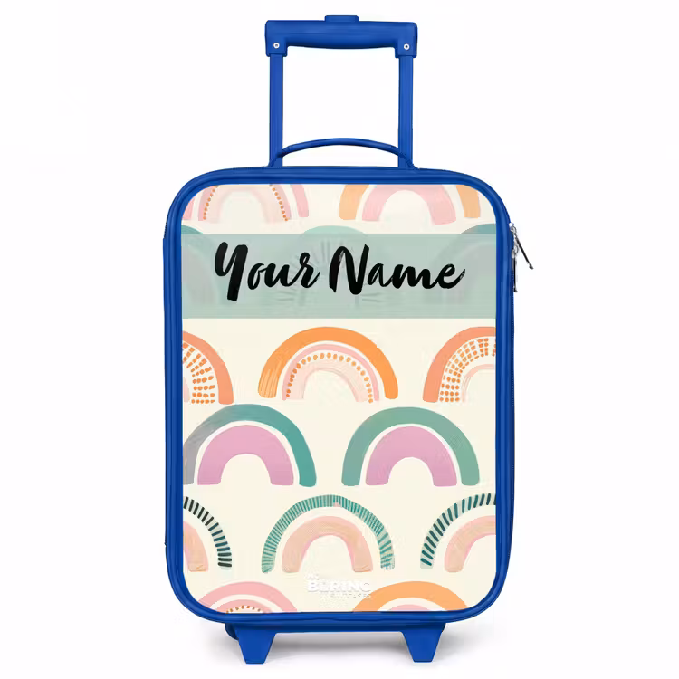 Regenboog - Pastel - Patroon Kinderkoffer - Blauw klein -3d