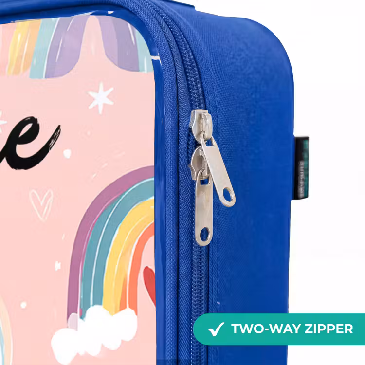 Regenboog - Patroon - Pastel Kinderkoffer - Blauw klein -rits_EN