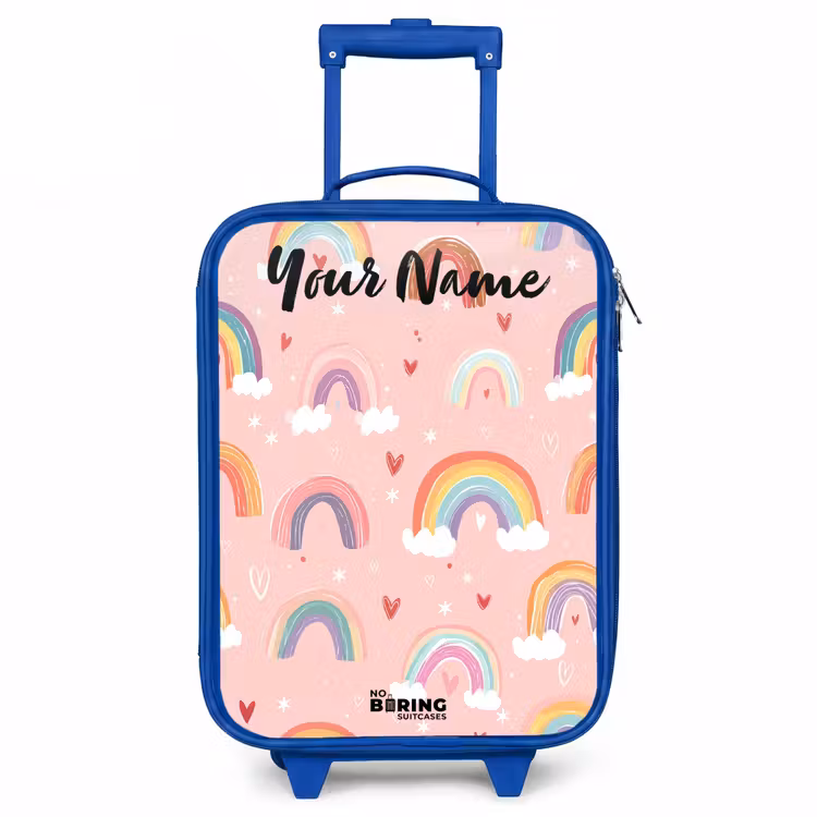 Regenboog - Patroon - Pastel Kinderkoffer - Blauw klein -3d