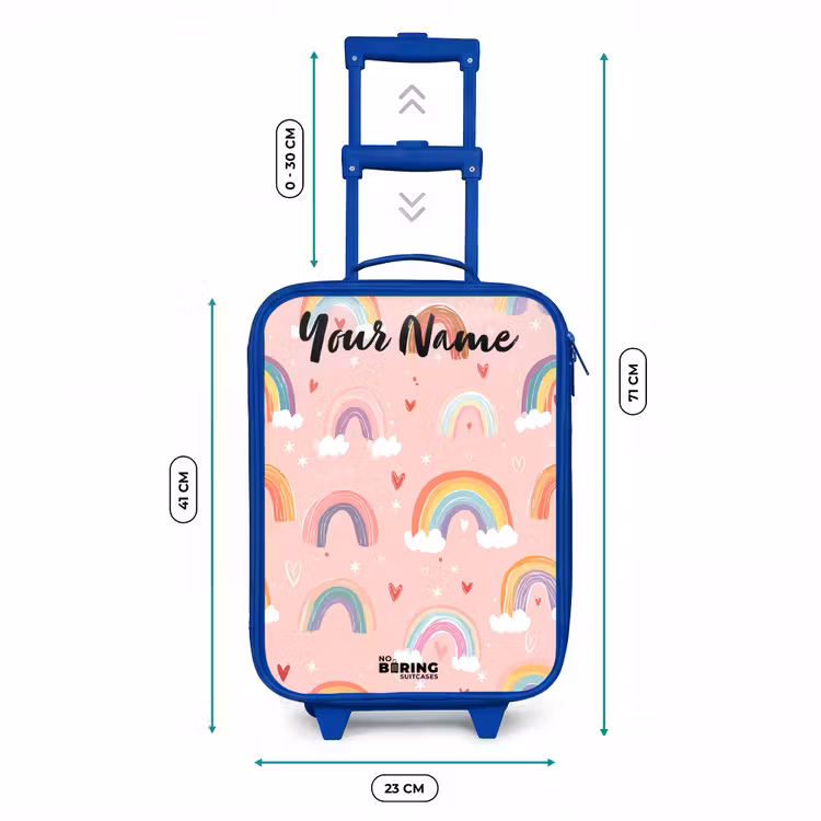 Regenboog - Patroon - Pastel Kinderkoffer - Blauw klein -productfoto_formaten