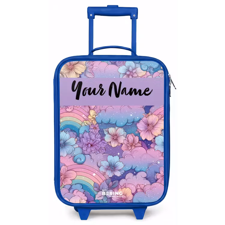 Regenbogen - Bloemen - Kleurrijk Kinderkoffer - Blauw klein -zz3dotto