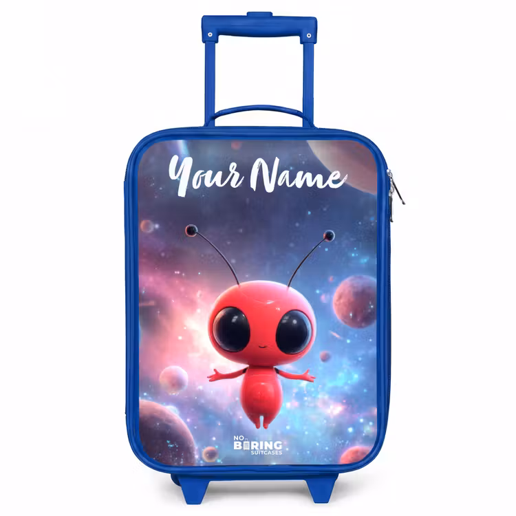 Rood Ruimtewezen in Kosmische Dans Kinderkoffer - Blauw klein -3d