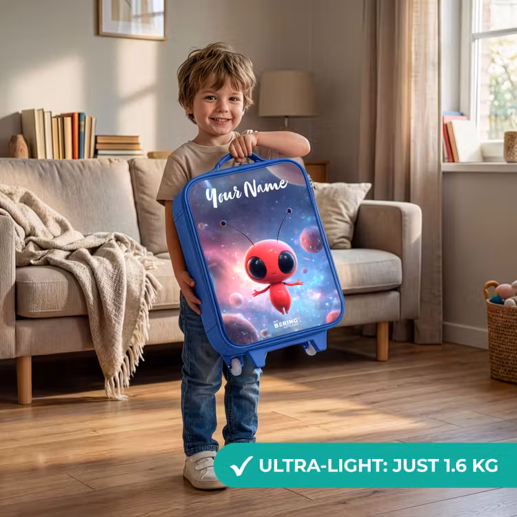 Rood Ruimtewezen in Kosmische Dans Kinderkoffer - Blauw klein -sfeer2_EN