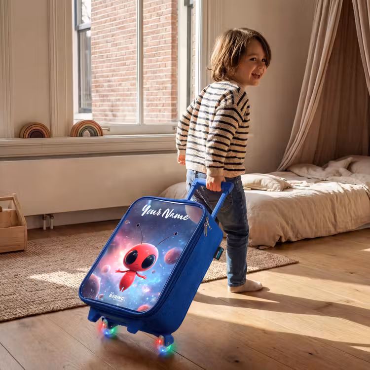 Rood Ruimtewezen in Kosmische Dans Kinderkoffer - Blauw klein -sfeer1