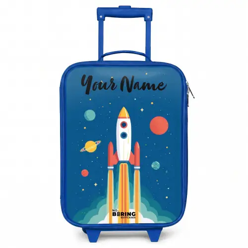 Raket - Planeet - Sterren - Veelkleurig Kinderkoffer - Blauw klein -3d