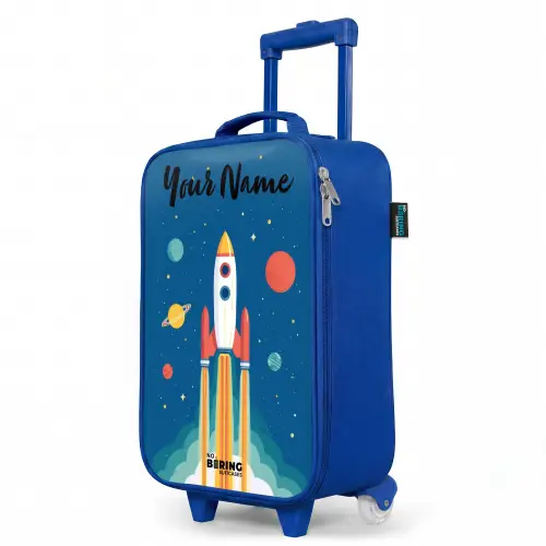 Raket - Planeet - Sterren - Veelkleurig Kinderkoffer - Blauw klein -productfoto_schuin