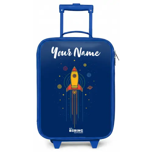 Raket - Planeten - Sterren Kinderkoffer - Blauw klein -zz3dotto