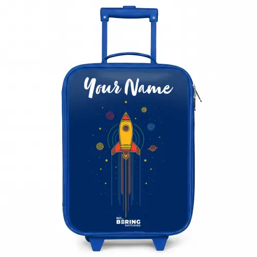 Raket - Planeten - Sterren Kinderkoffer - Blauw klein -3d