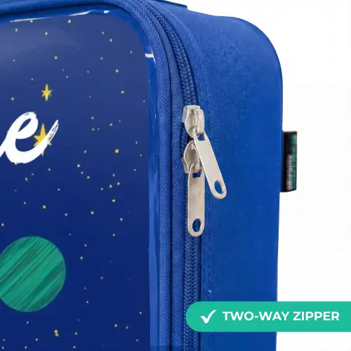 Raket - Sterren - Planeet - Ruimte Kinderkoffer - Blauw klein -rits_EN