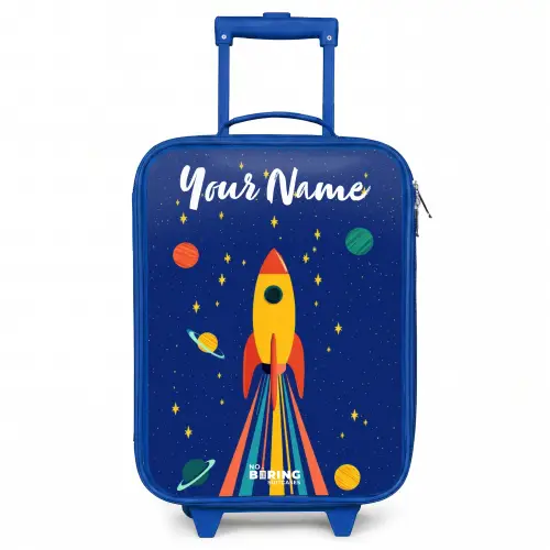 Raket - Sterren - Planeet - Ruimte Kinderkoffer - Blauw klein -3d